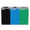 Alpine Industries 87 Gal. 3-Stream Steel Blue Recycling, Green Recycling, and Black Commercial Trash Can Station ALP4450-BLK-KIT39 - alternate 1